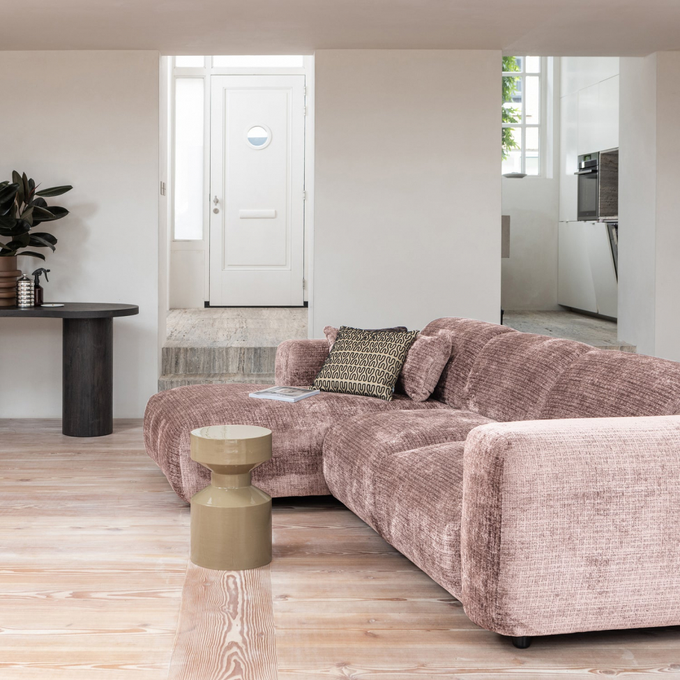 Bank ‘Cloud’ 3-zits chaise longue links - Bruin-grijs/Roze