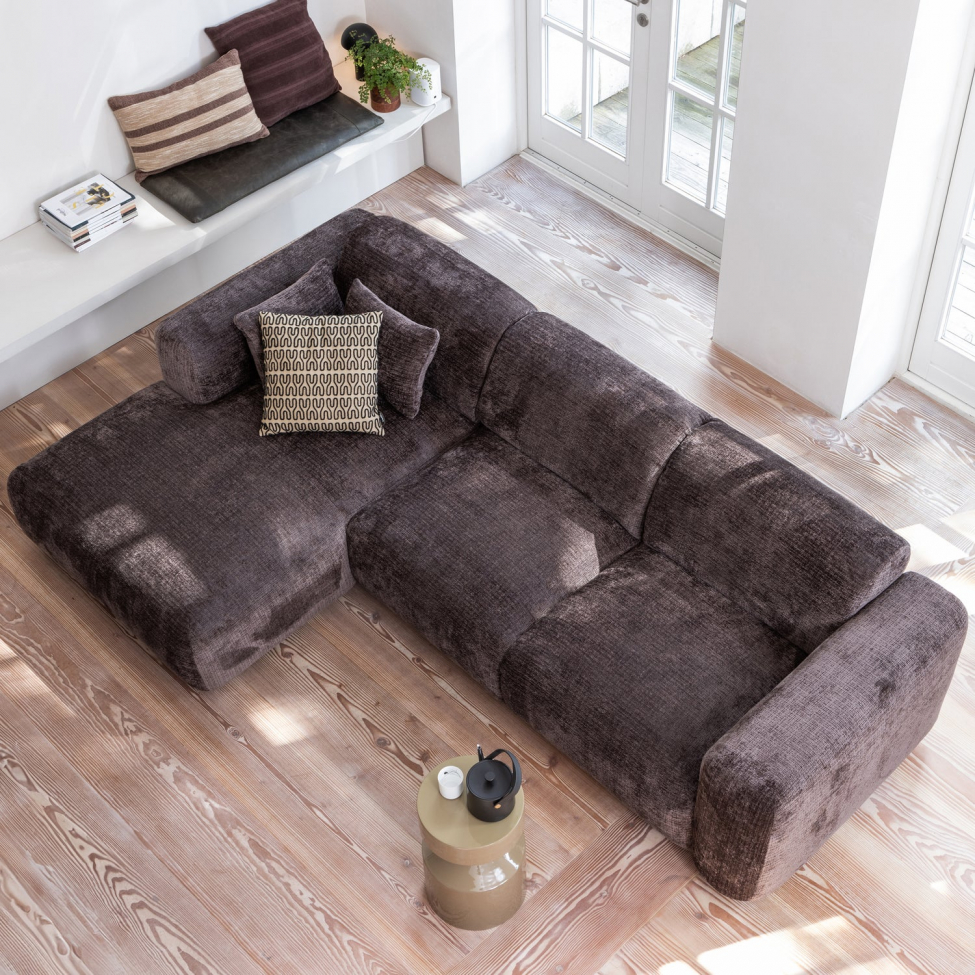 Bank ‘Cloud’ 3-zits chaise longue links - Donkerbruin