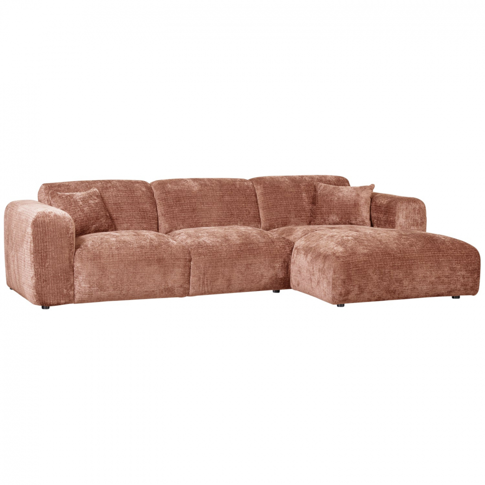 Bank ‘Cloud’ 3-zits chaise longue rechts - Roze/bruin