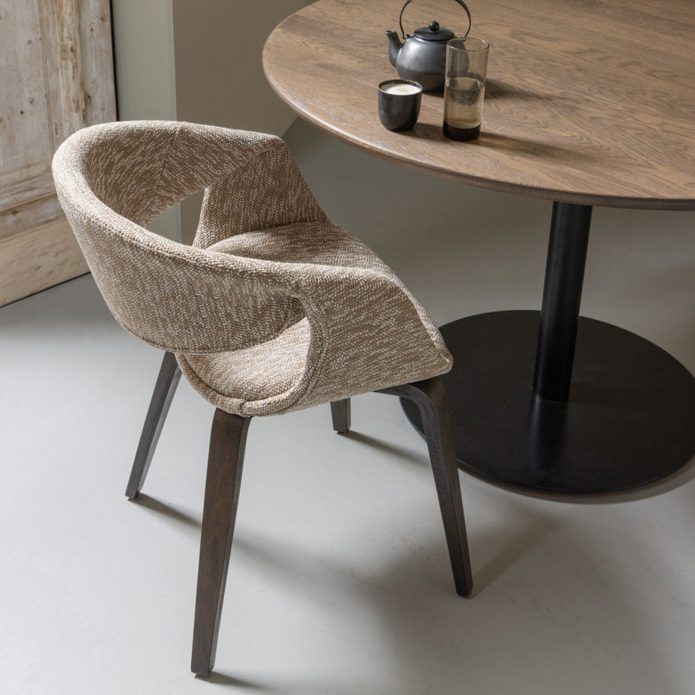 Eetstoel ‘Yossi’ - Beige/Donkerbruin