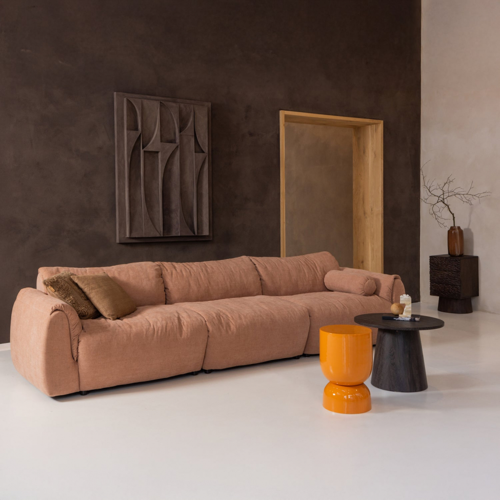 Bank ‘Baggy’ 3-zits - Bruin/Roze