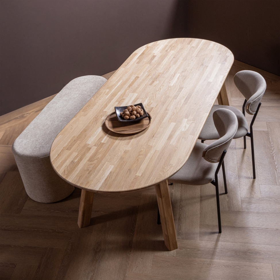 Eettafel ‘Tablo’ 220x90cm ovaal - Eik