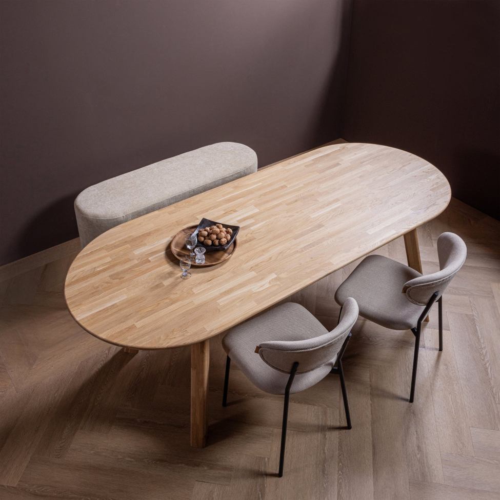 Eettafel ‘Tablo’ 220x90cm ovaal - Eik