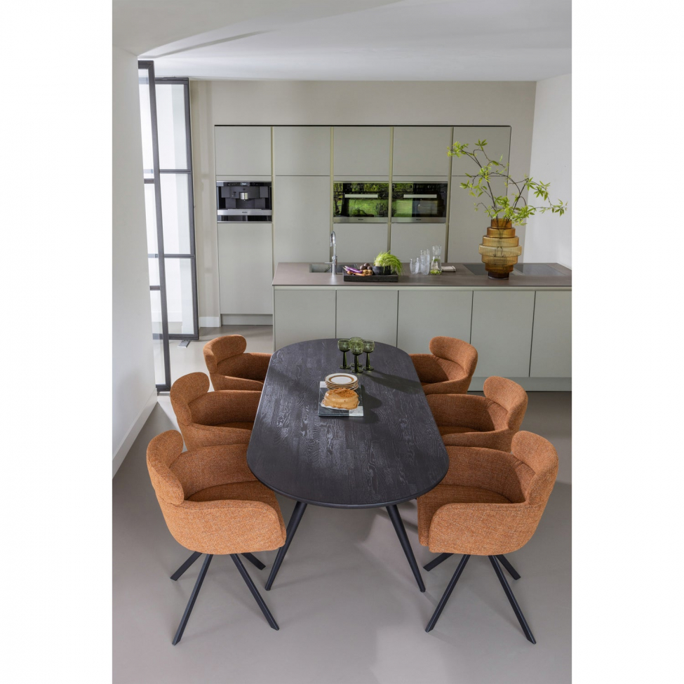 Eettafel ‘Tablo’ 220x90cm ovaal - Donkerbruin