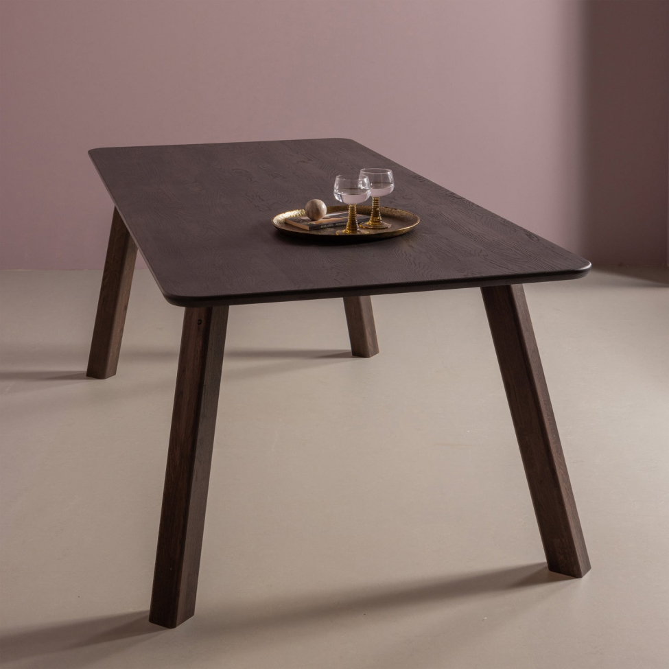 Eettafel ‘Tablo’ 200x90cm - Donkerbruin