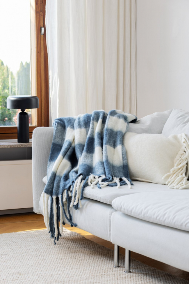 Plaid 'Phoebe' 130x170cm - Blauw