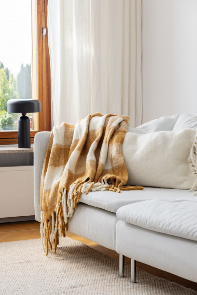 Plaid 'Phoebe' 130x170cm - Geel