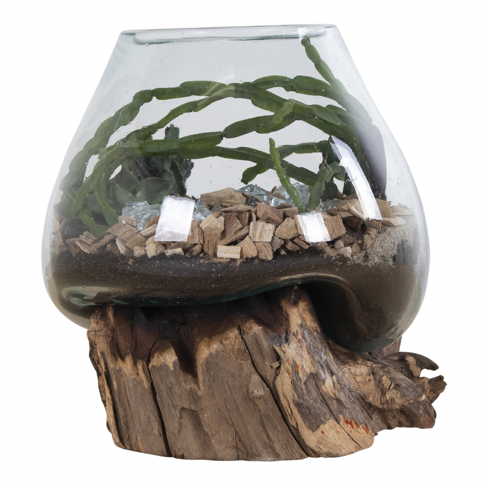 Decoratie 'Waterdrop' - Hout/Glas