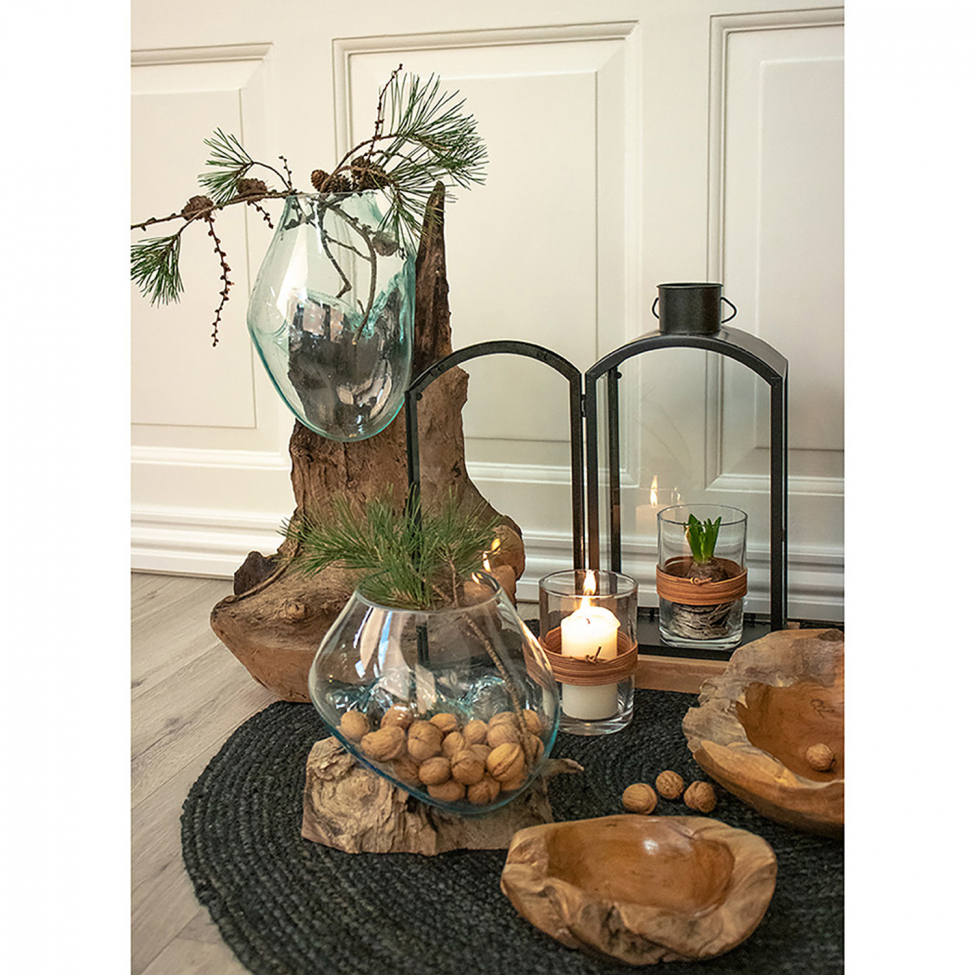 Decoratie 'Waterdrop' 50cm - Hout/Glas