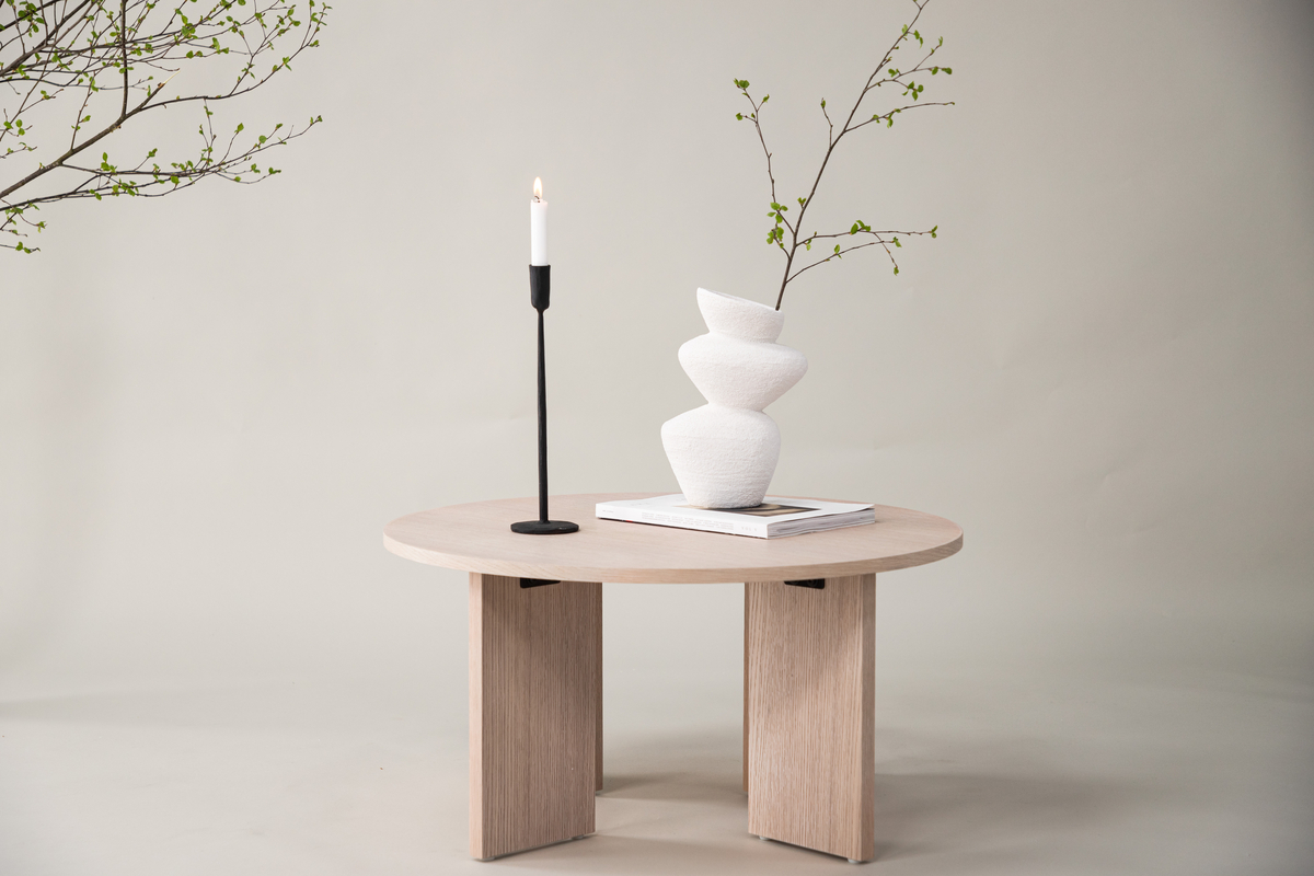 Salontafel 'Arvika' Rond 80cm - Witgepigmenteerd Eik