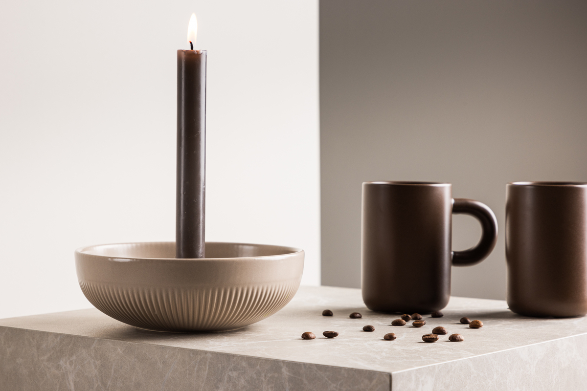 Kaarsenhouder 'Manarola' 18cm - Beige