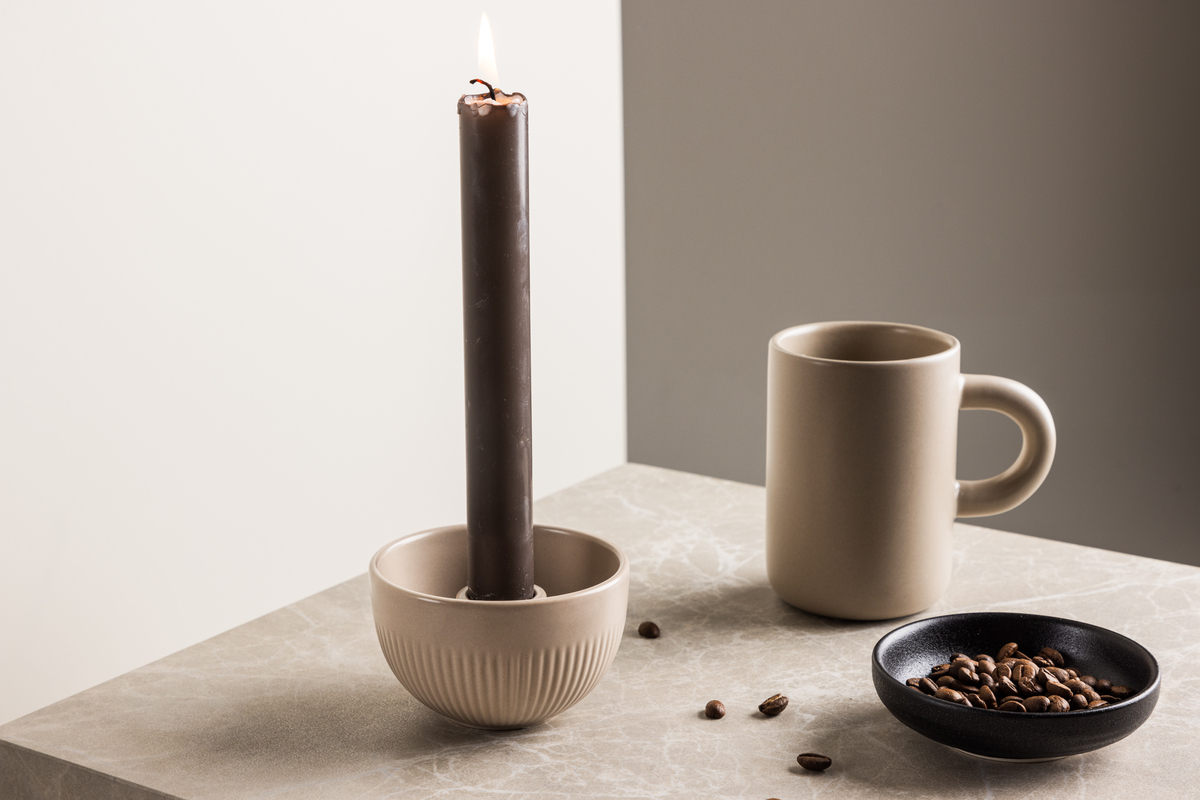 Kaarsenhouder 'Manarola' - Beige