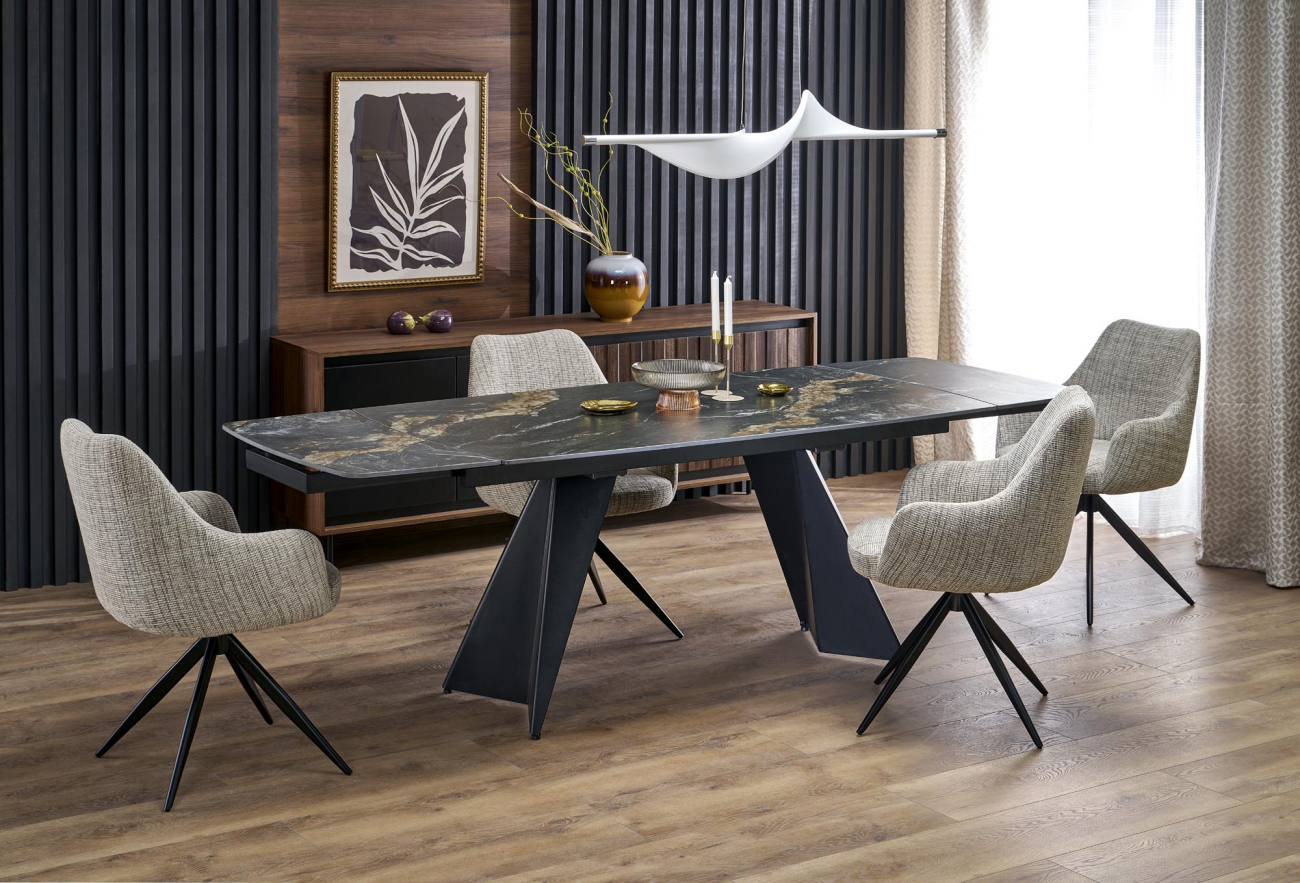 Eettafel 'Armani' 165-241cm - Zwart