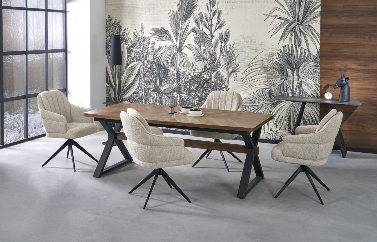Eettafel 'Baron' 200-350cm - Natuur/zwart