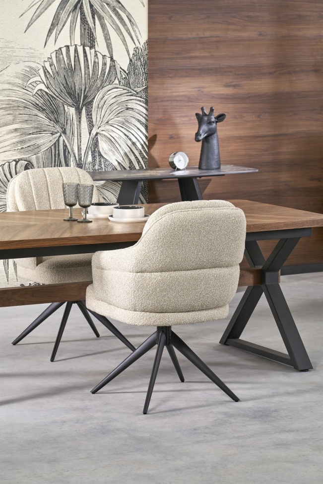 Eettafel 'Baron' 200-350cm - Natuur/zwart