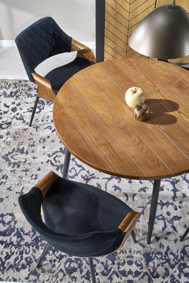 Eettafel 'Barry' Rond 105cm - Natuur/zwart