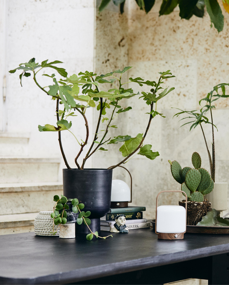 Draagbare lamp 'Troy' - Wit/Bruin