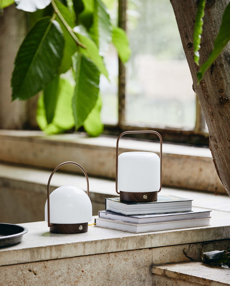 Draagbare lamp 'Troy' - Wit/Bruin