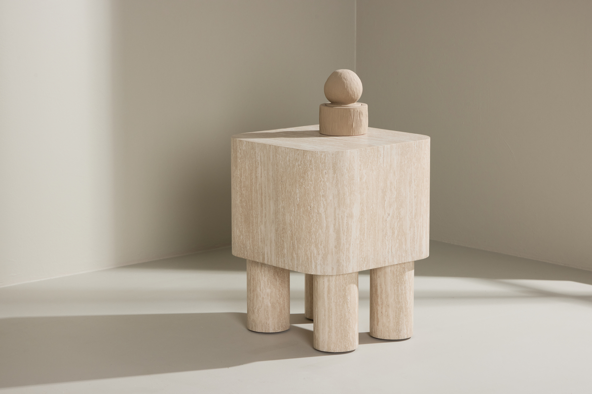 Bijzettafel 'Tusa' 40x40cm - Beige