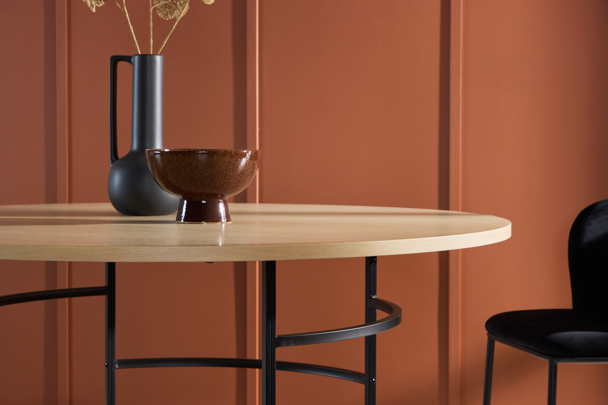 Eettafel 'Copenhagen' 140x74cm - Witgepigmenteerd/Zwart