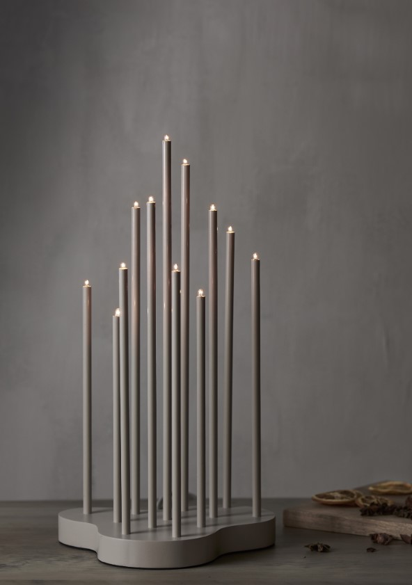 Adventskandelaar 'Buzz' 43cm - Grijs