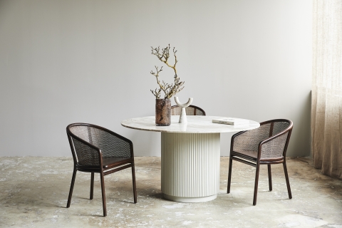 Eettafel 'Erie' Rond 140cm - Wit Marmer