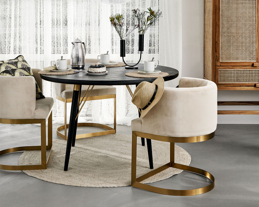 Eettafel 'Black Wood' Rond 120cm - Zwart