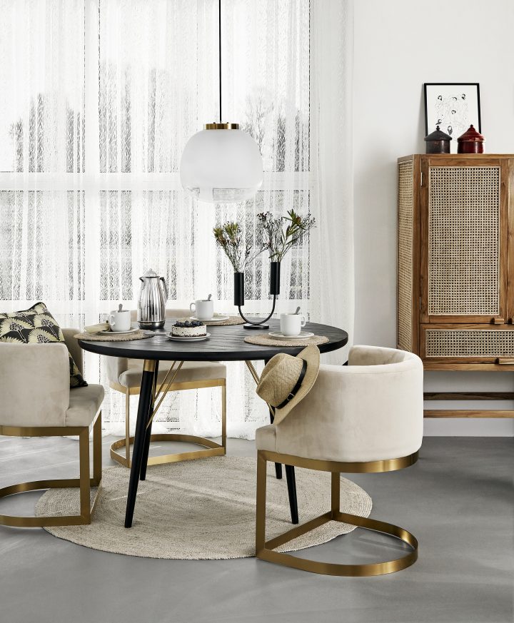 Eettafel 'Black Wood' Rond 120cm - Zwart