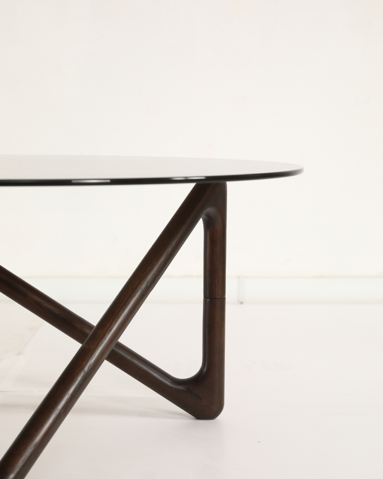 Salontafel 'Modica' Ø80 – Walnoot/Glas