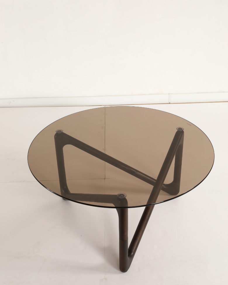 Salontafel 'Modica' Ø80 – Walnoot/Glas