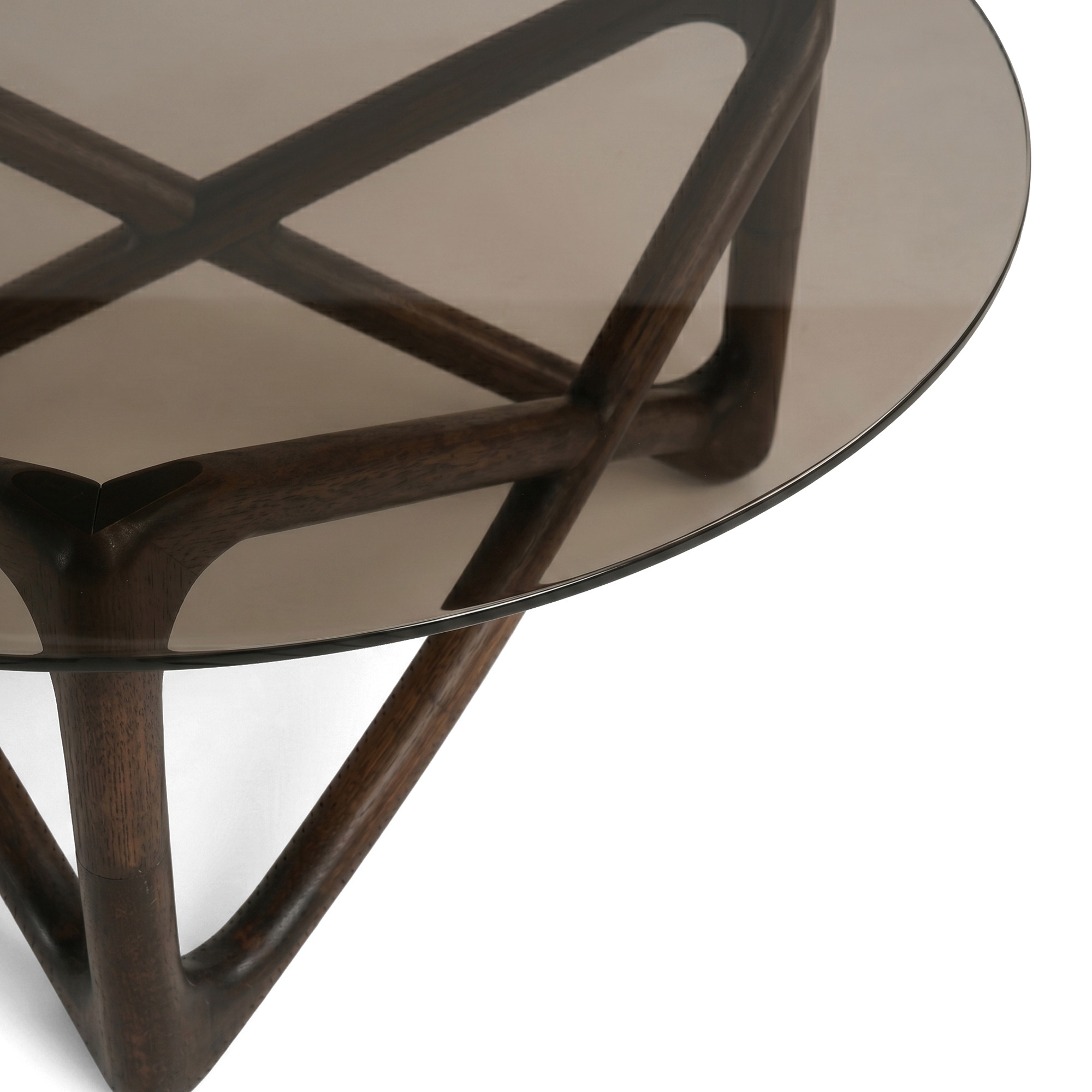 Salontafel 'Modica' Ø80 – Walnoot/Glas