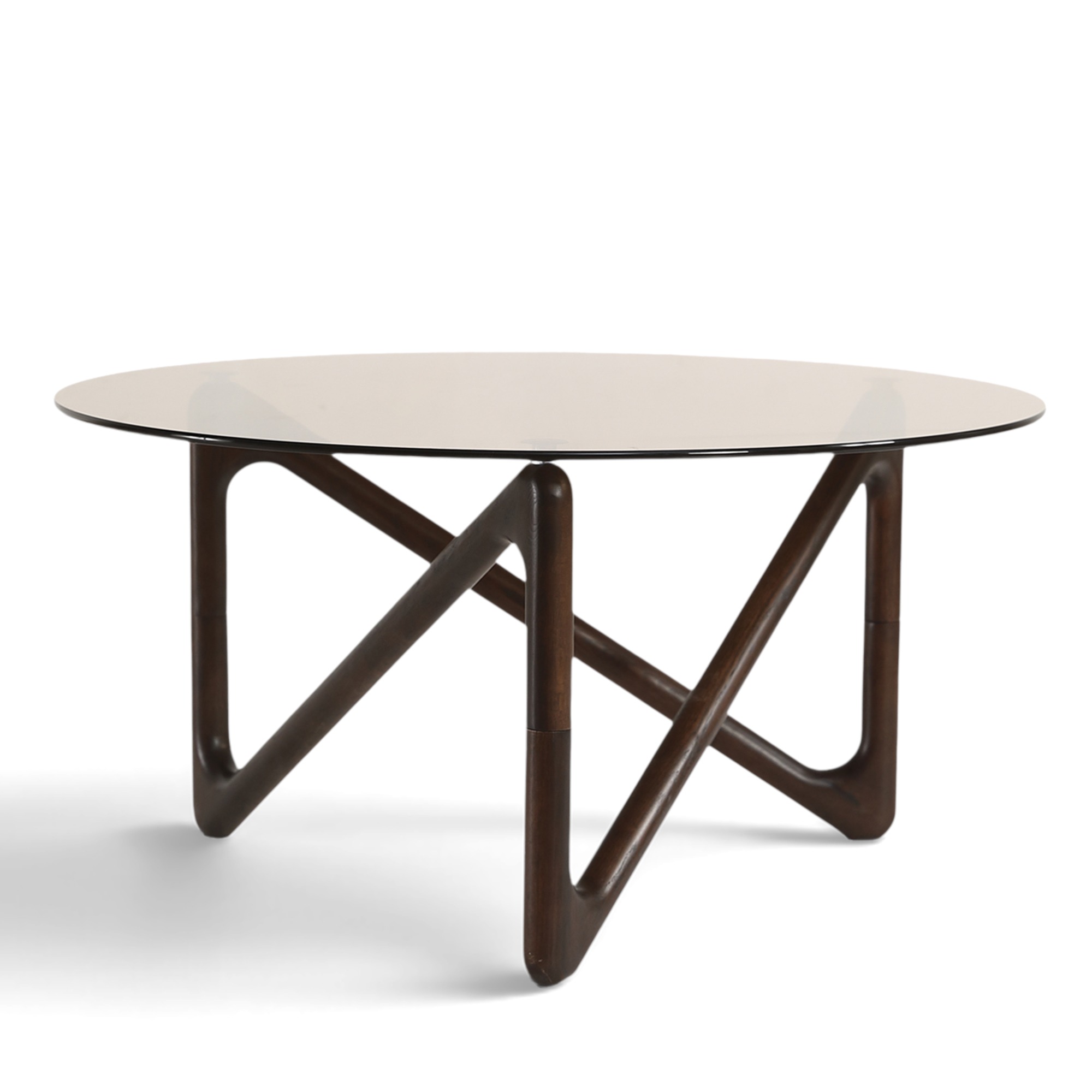 Salontafel 'Modica' Ø80 – Walnoot/Glas