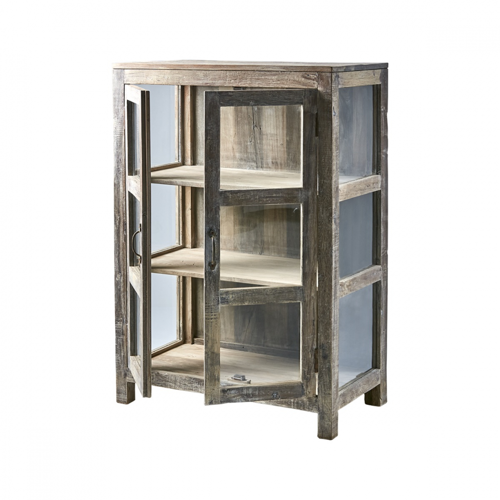 Vitrinekast 'Riko' 120cm - Gerecycled hout