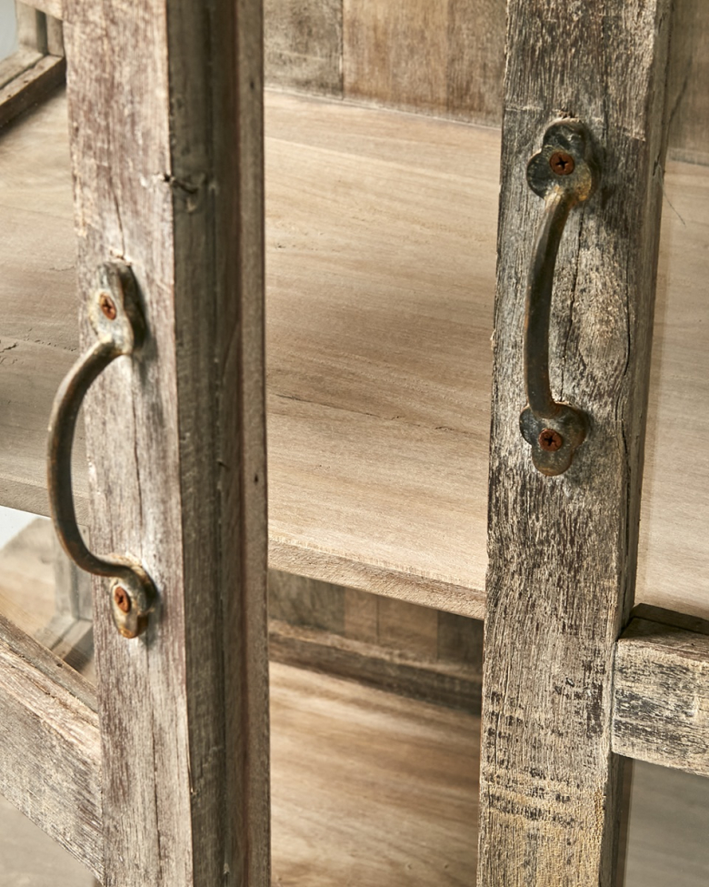 Vitrinekast 'Riko' 120cm - Gerecycled hout