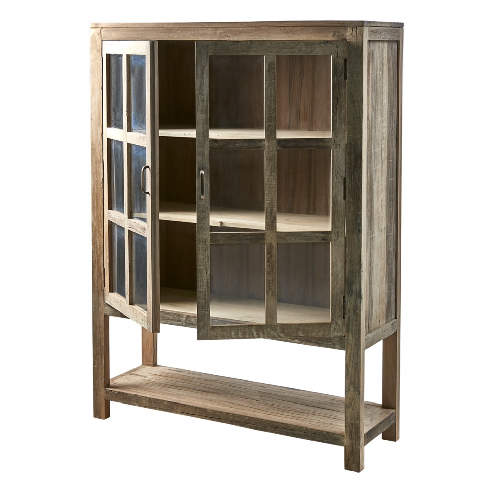 Vitrinekast 'Riko' 160cm - Gerecycled hout