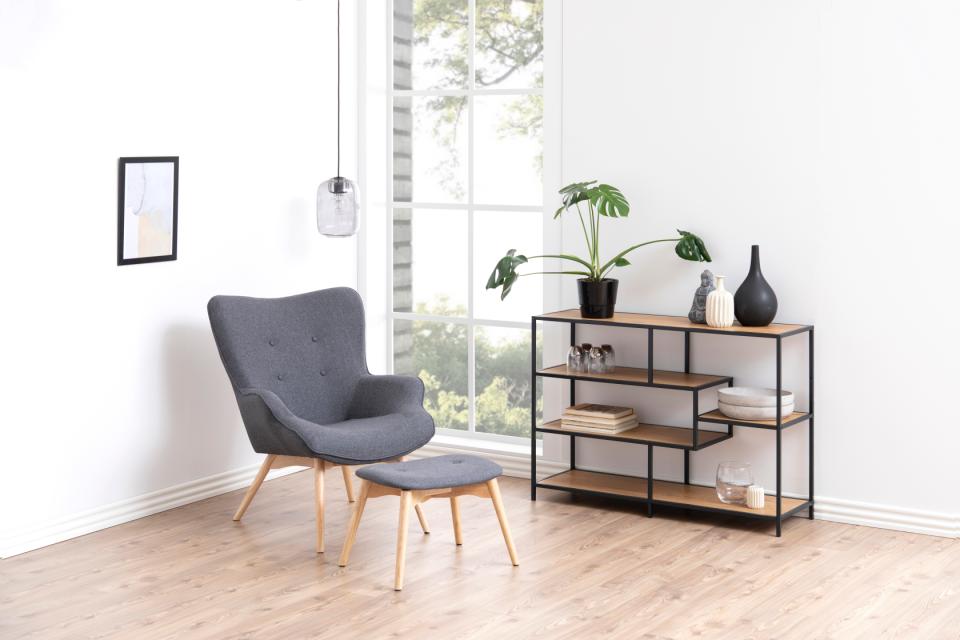 Boekenkast 'Seaford' 114x78cm - Natuurlijk/Zwart