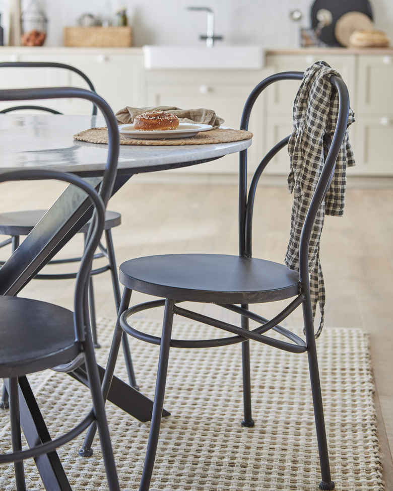 Eettafel 'Milan' rond 120cm - Wit/zwart