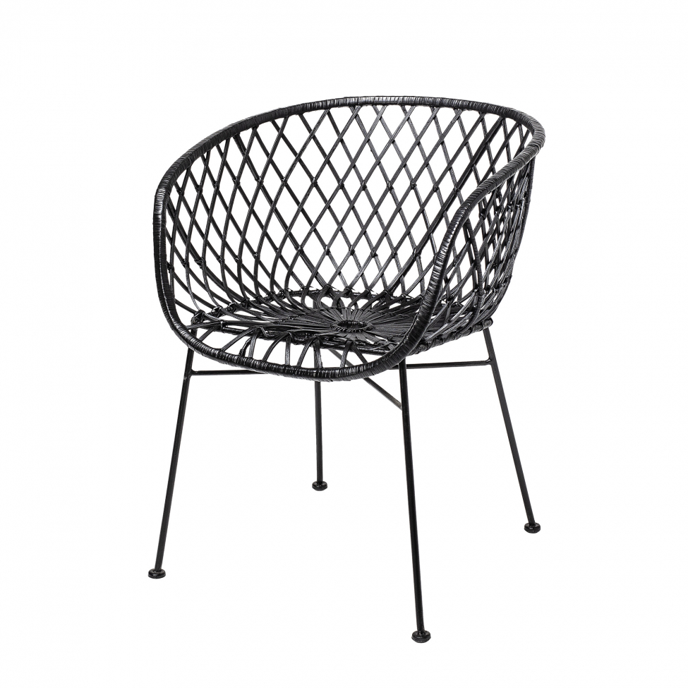 Loungestoel 'Kama' - Zwart/Rotan