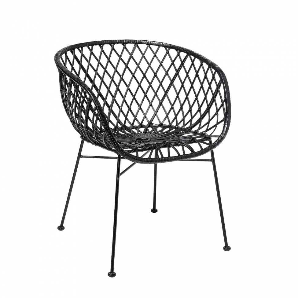 Loungestoel 'Kama' - Zwart/Rotan