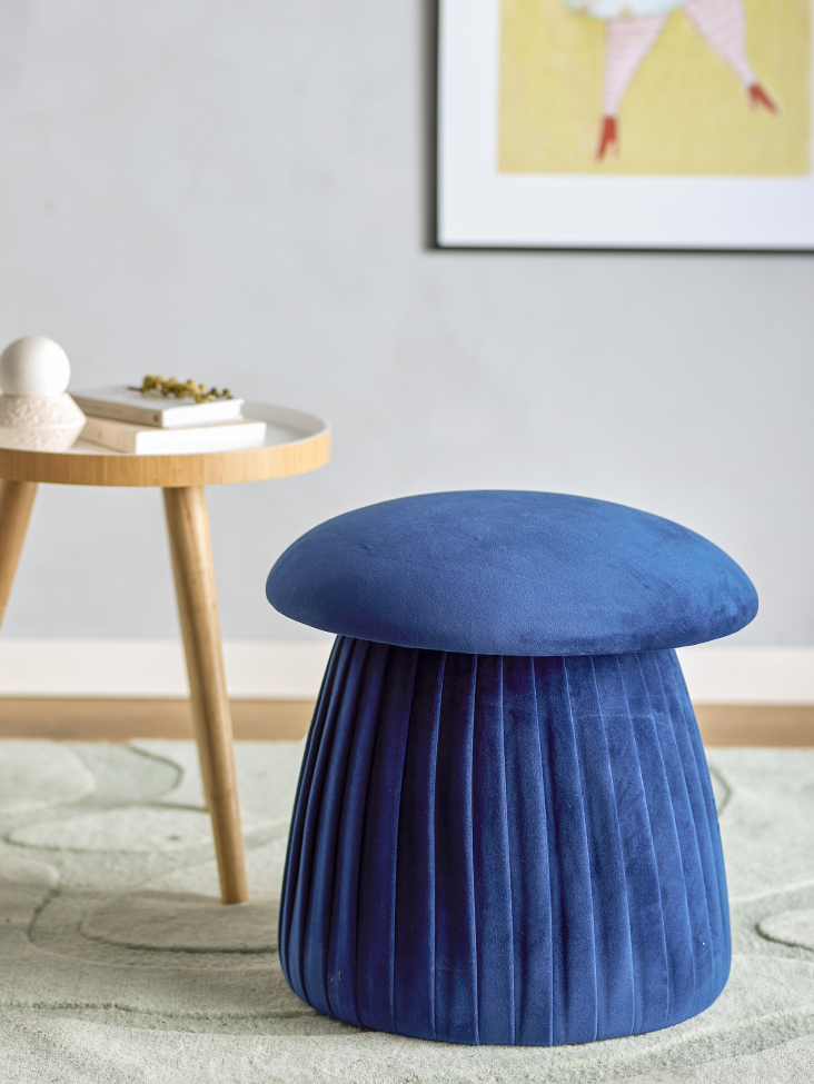 Zitpoef 'Roberta' 44cm Rond - Blauw