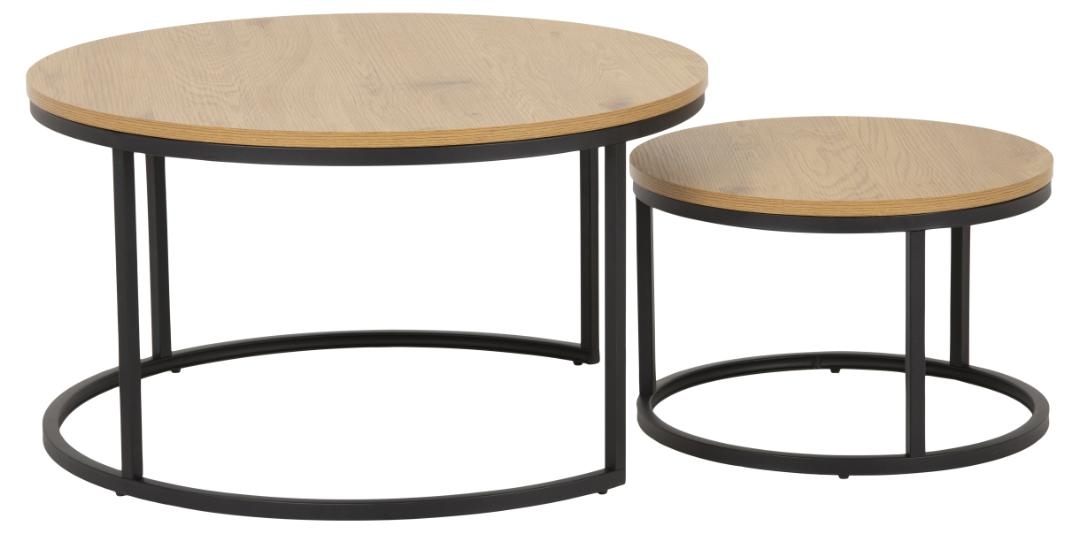 Salontafel 'Spiro' 80cm - Natuur/Zwart