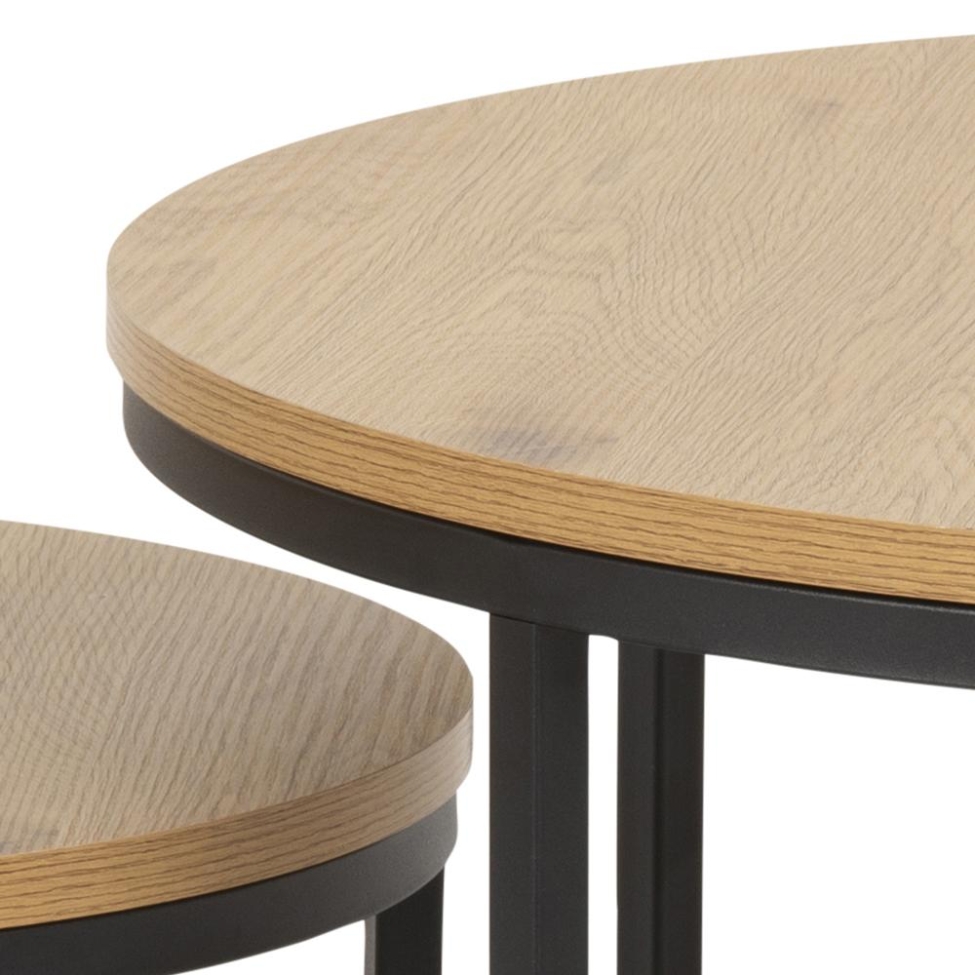 Salontafel 'Spiro' 80cm - Natuur/Zwart