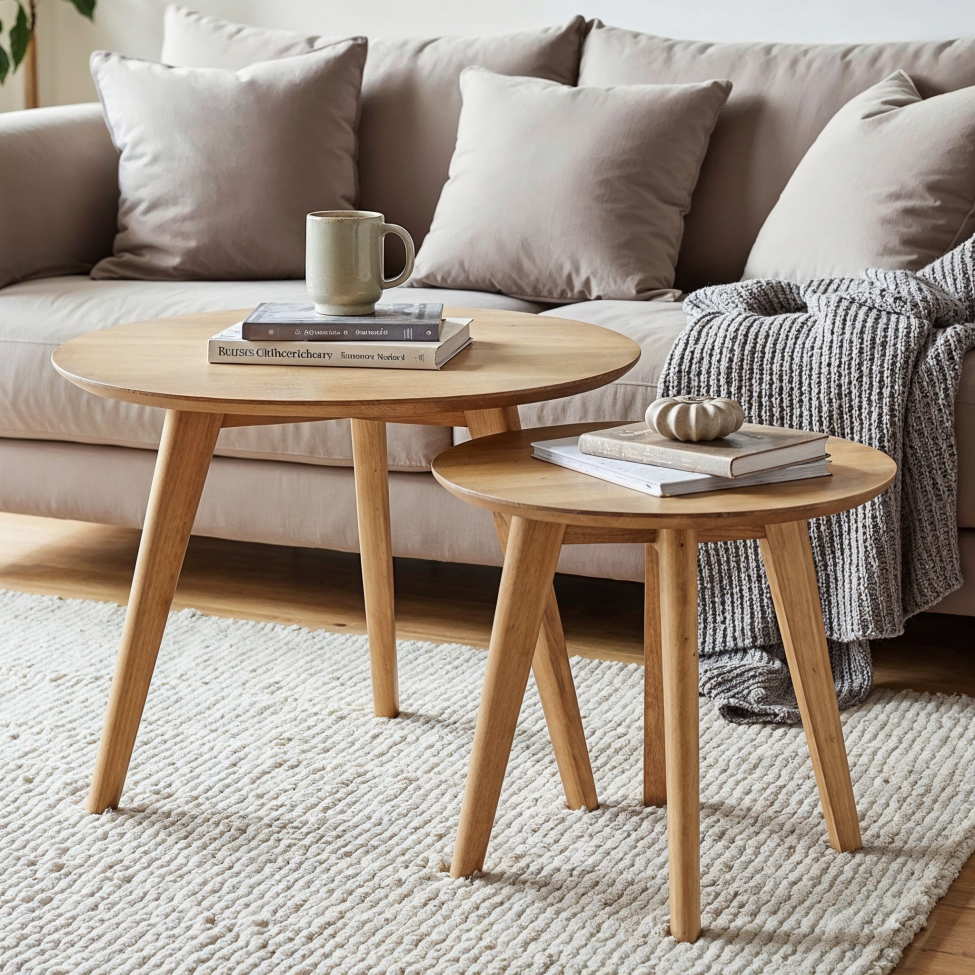 Salontafel Rond 'Nagano' 2 delen - Eik