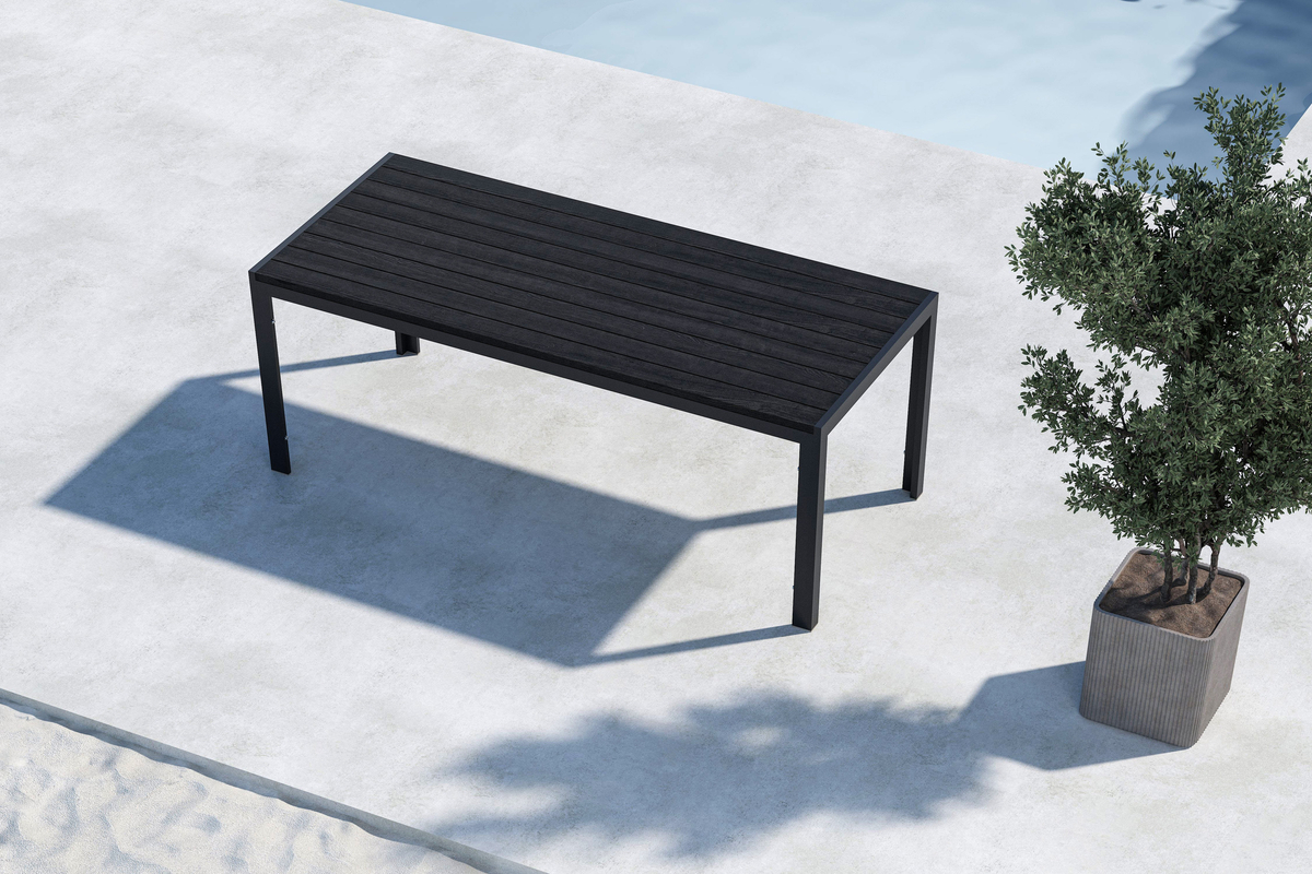Eettafel 'Mirko' 205x74cm - Zwart