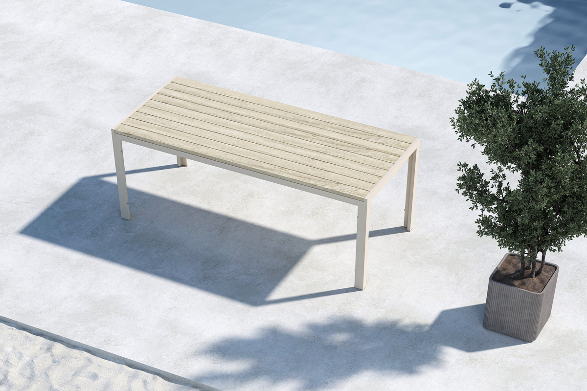Eettafel 'Mirko' 205x74cm - Beige