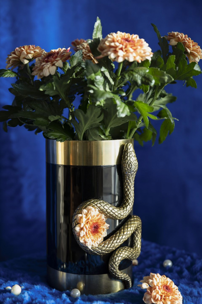 Vaas 'Snake' - Goud/Zwart