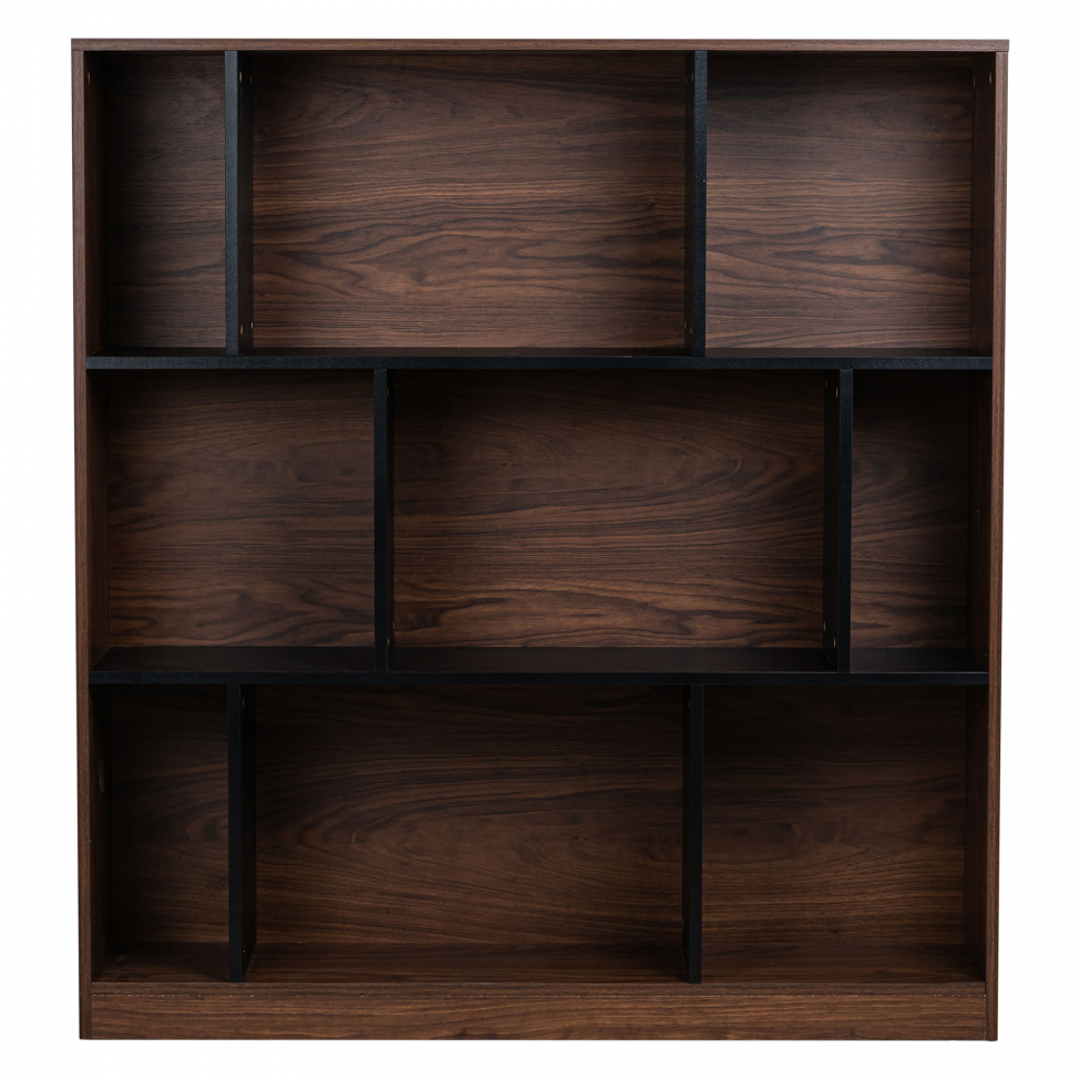 Boekenkast 'Colin' 118x129 - Noten/Zwart