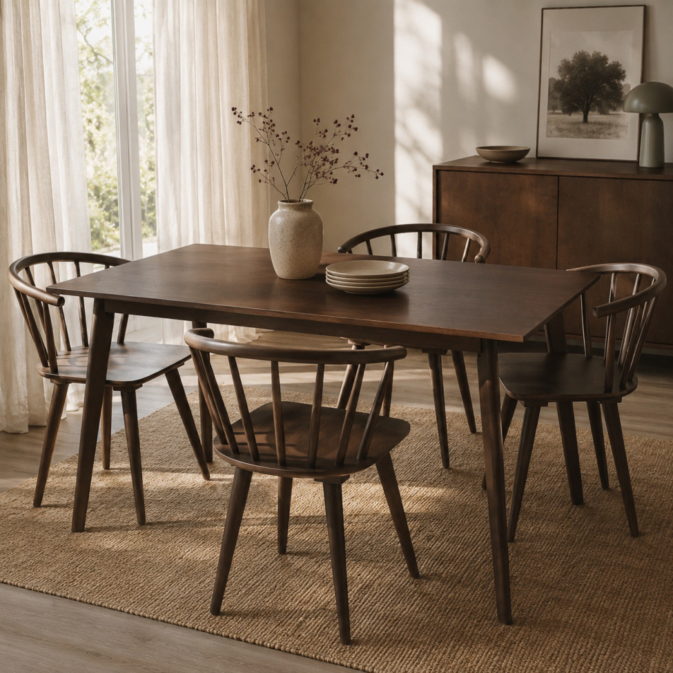 Eettafel 'Nordisk' 180x70cm - Walnoot