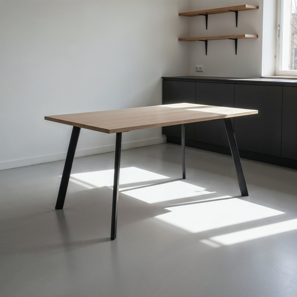 Eettafel 'Klassisk' 140x80cm - Zwart/Eik