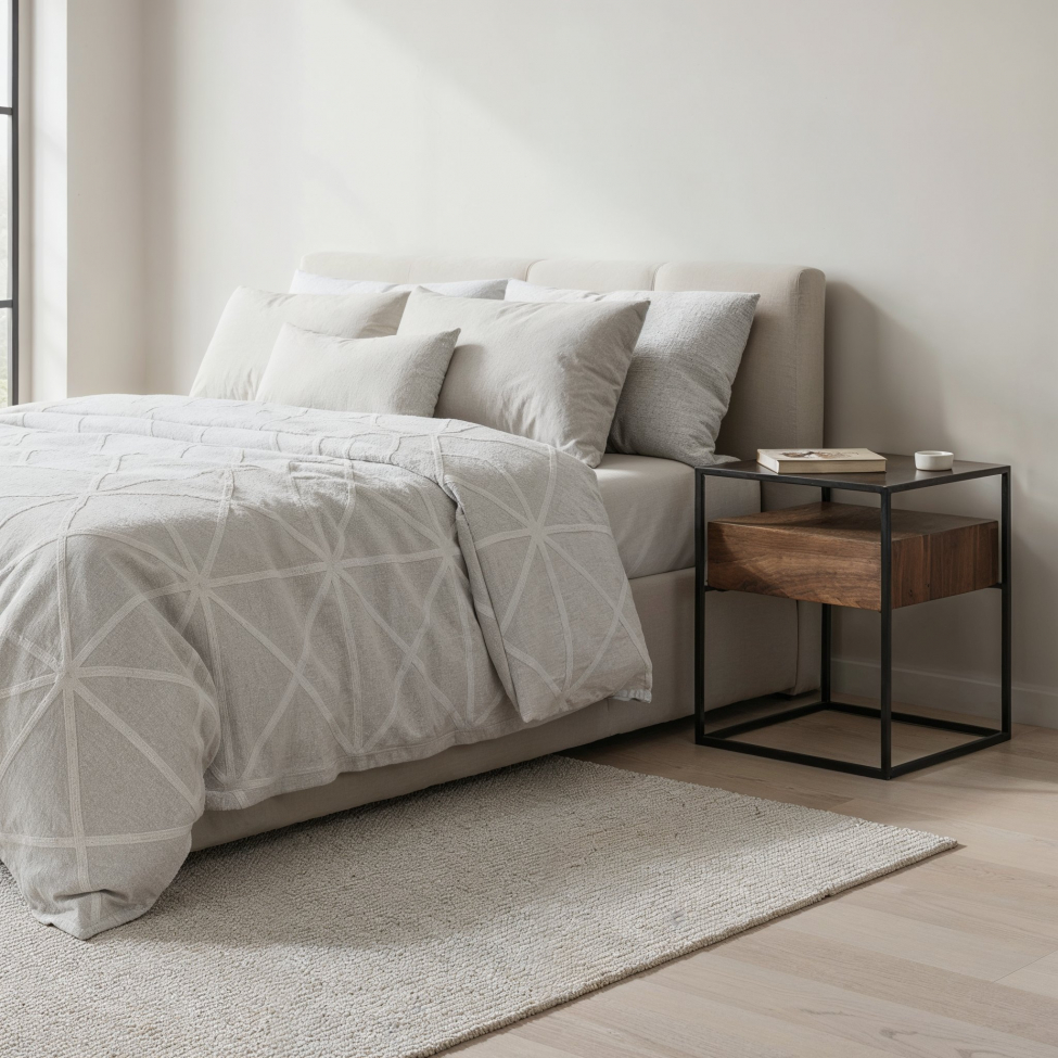 Nachttafel 'Detroit' - Walnoot/Zwart